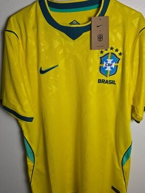 Nike Yellow Brazil Crest Soccer Jersey
